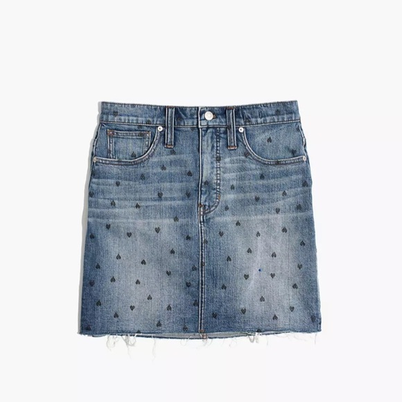 Madewell stretch denim straight mini skirt black heart print edition - Picture 5 of 15